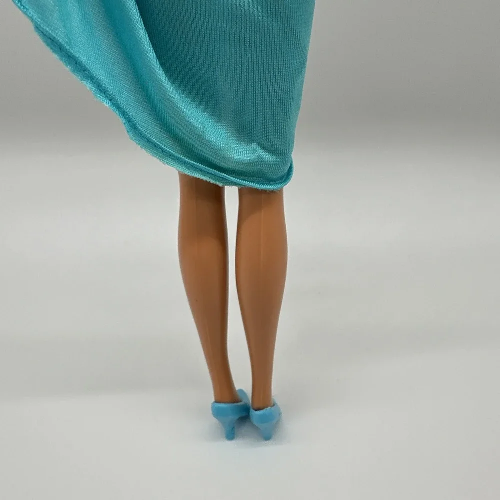 Vintage Barbie Fashion Fun #2086 Turquoise One Shoulder Dress Heels Mattel 1985